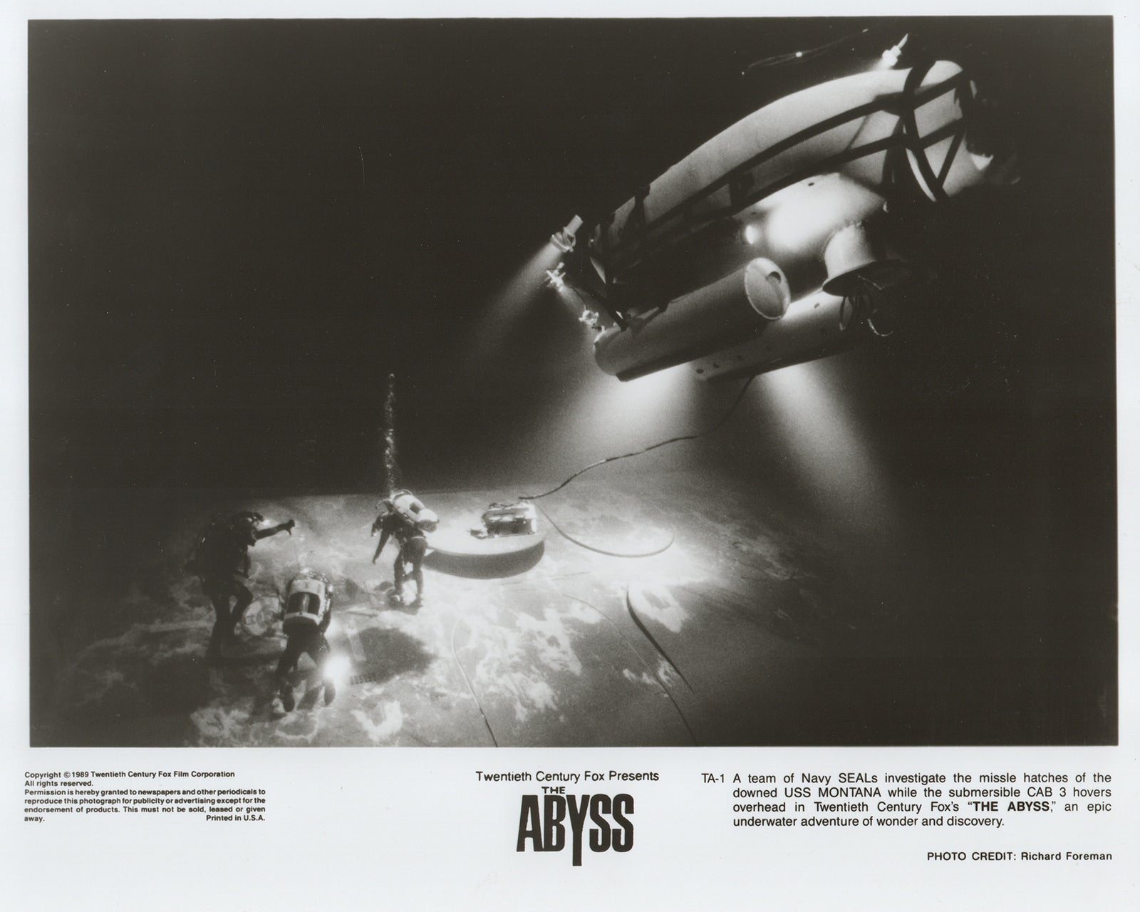 The Abyss 1989 Film Movie Press Publicity Still Framed