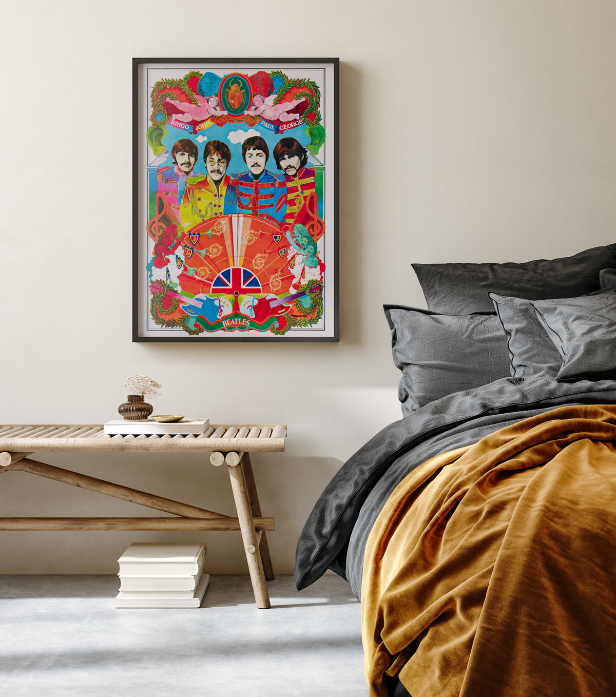 The Beatles 1973 Tintin French Magazine Poster Sgt Pepper