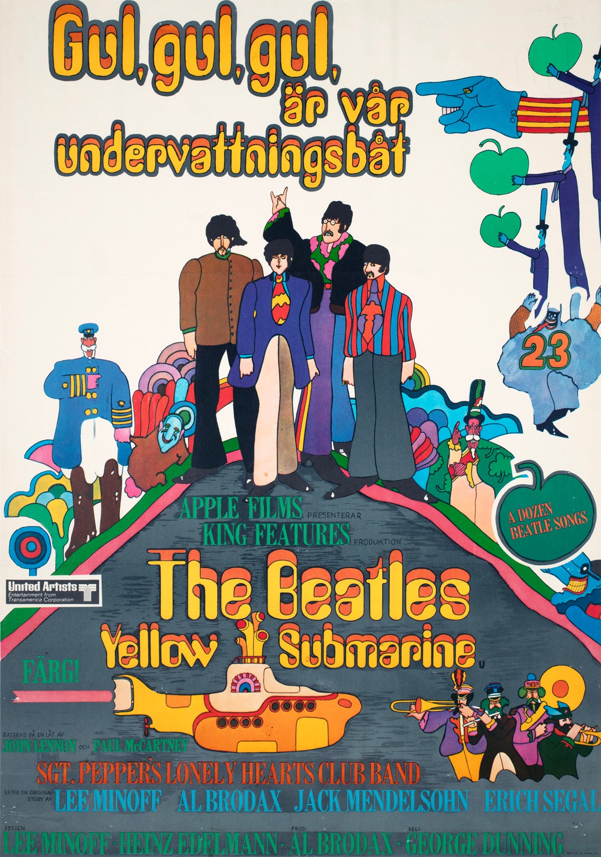 The Beatles Yellow Submarine 1968 Swedish Film Poster Heinz Edelmann
