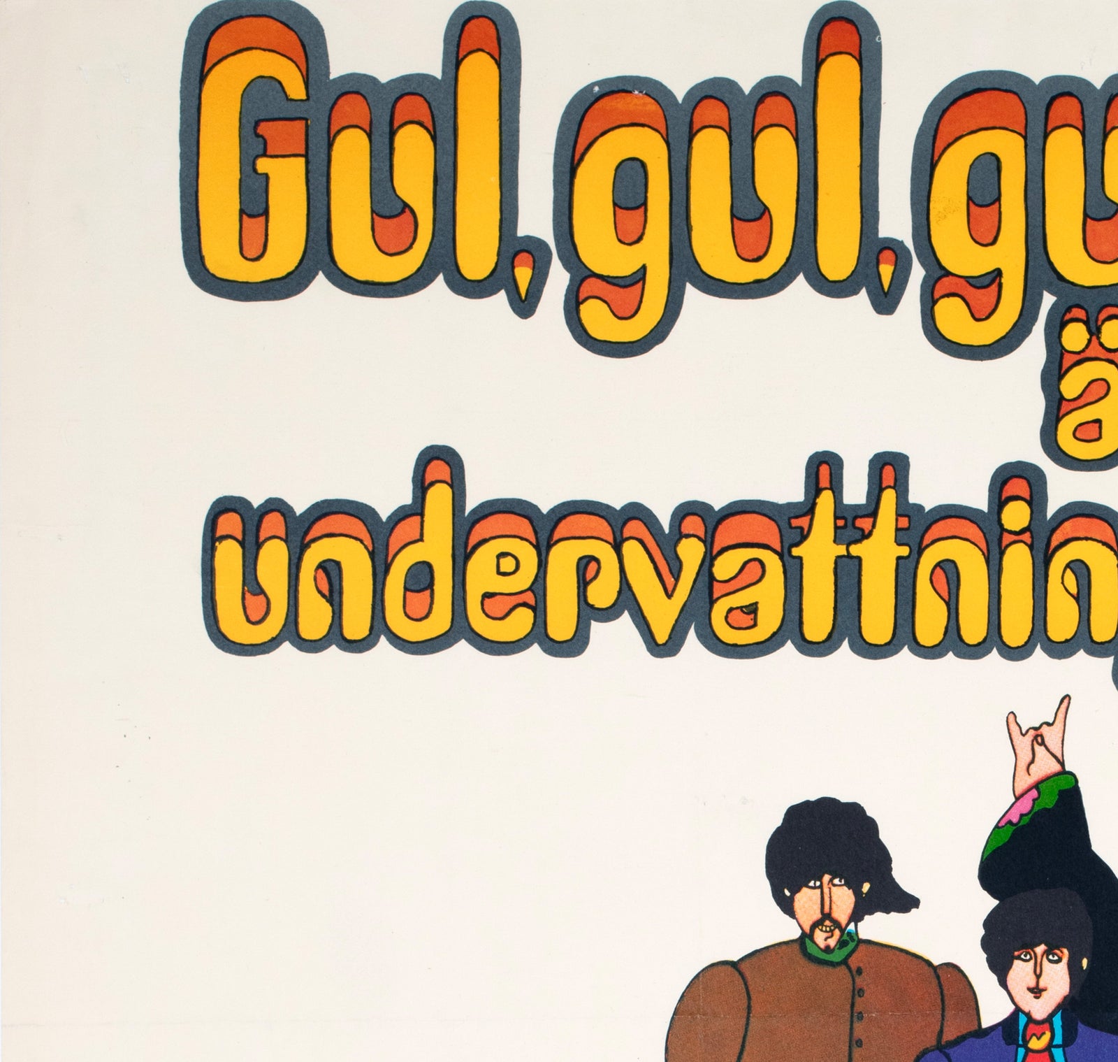 The Beatles Yellow Submarine 1968 Swedish Film Poster Heinz Edelmann - detail