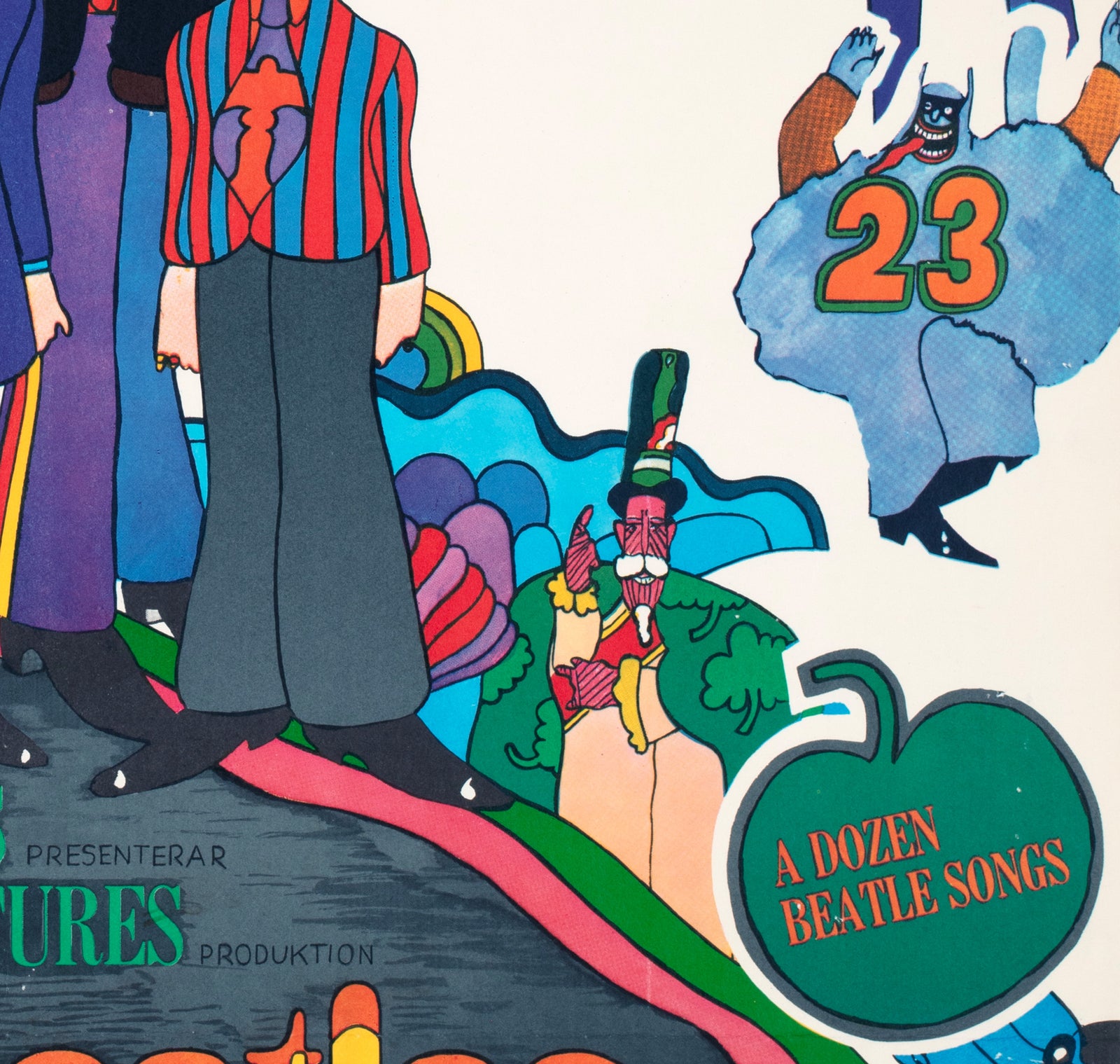 The Beatles Yellow Submarine 1968 Swedish Film Poster Heinz Edelmann - detail