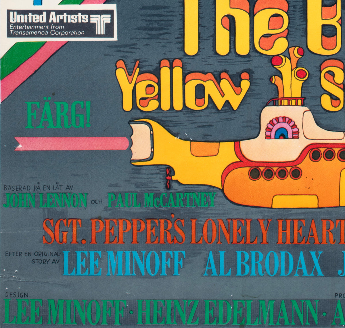 The Beatles Yellow Submarine 1968 Swedish Film Poster Heinz Edelmann - detail