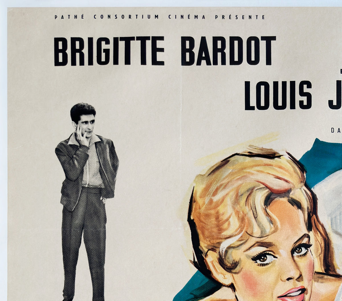 The Bride is Much Too Beautiful 1956 French Grande Film Movie Poster, Andre Bertrand - detail