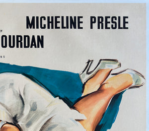 The Bride is Much Too Beautiful 1956 French Grande Film Movie Poster, Andre Bertrand - detail