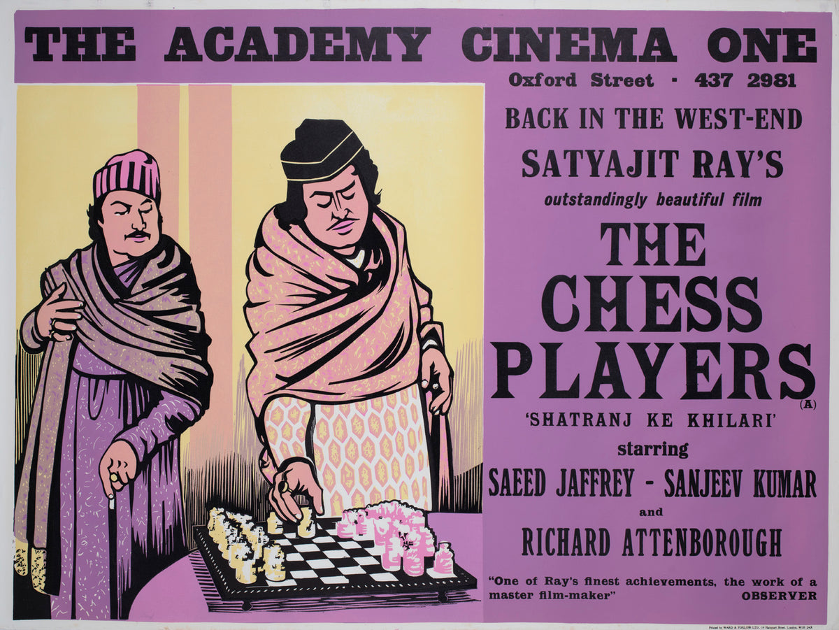 The Chess Players 1977 UK Quad Academy Cinema Film Movie Poster, Peter Strausfeld