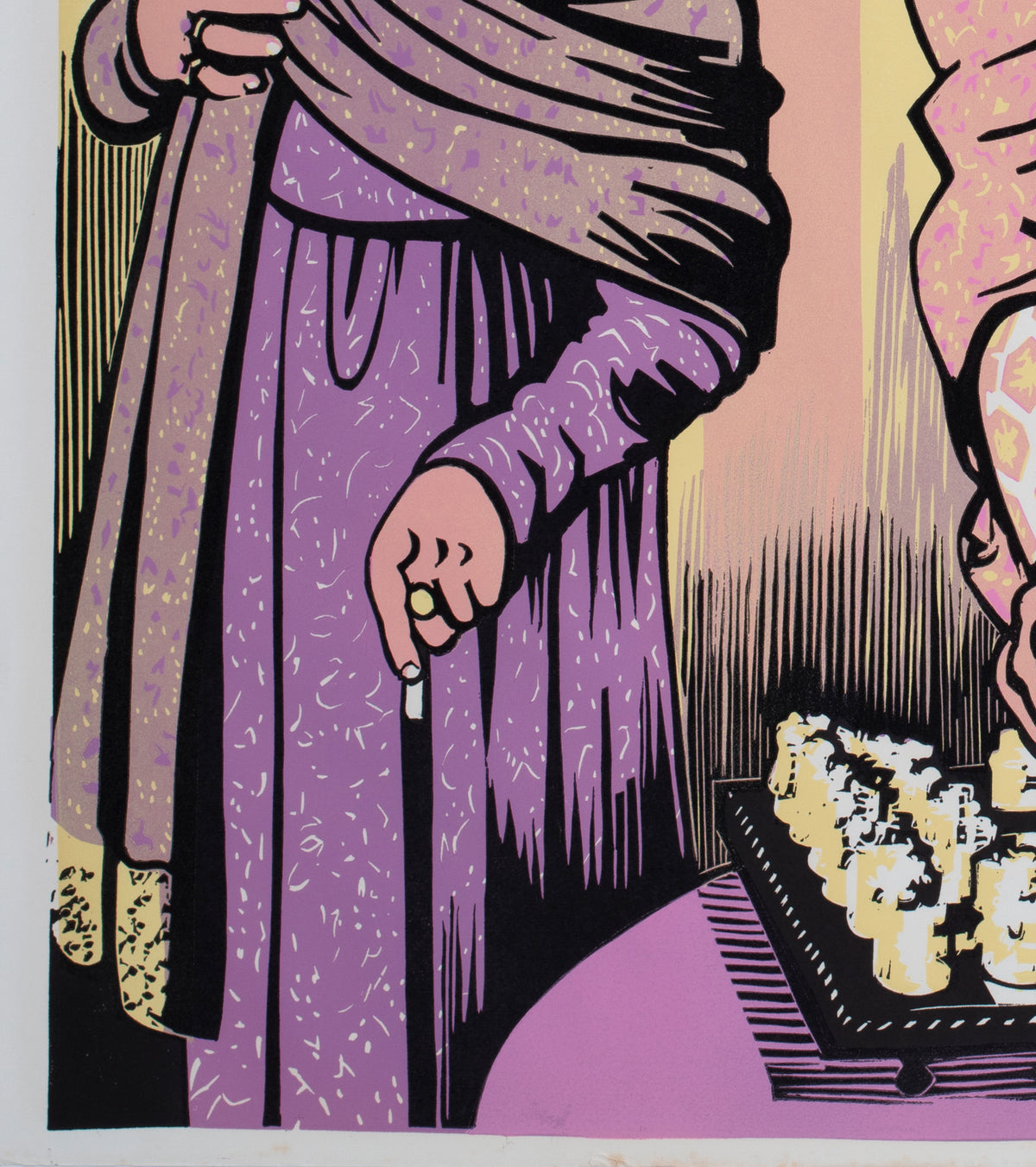 The Chess Players 1977 UK Quad Academy Cinema Film Movie Poster, Peter Strausfeld - detail