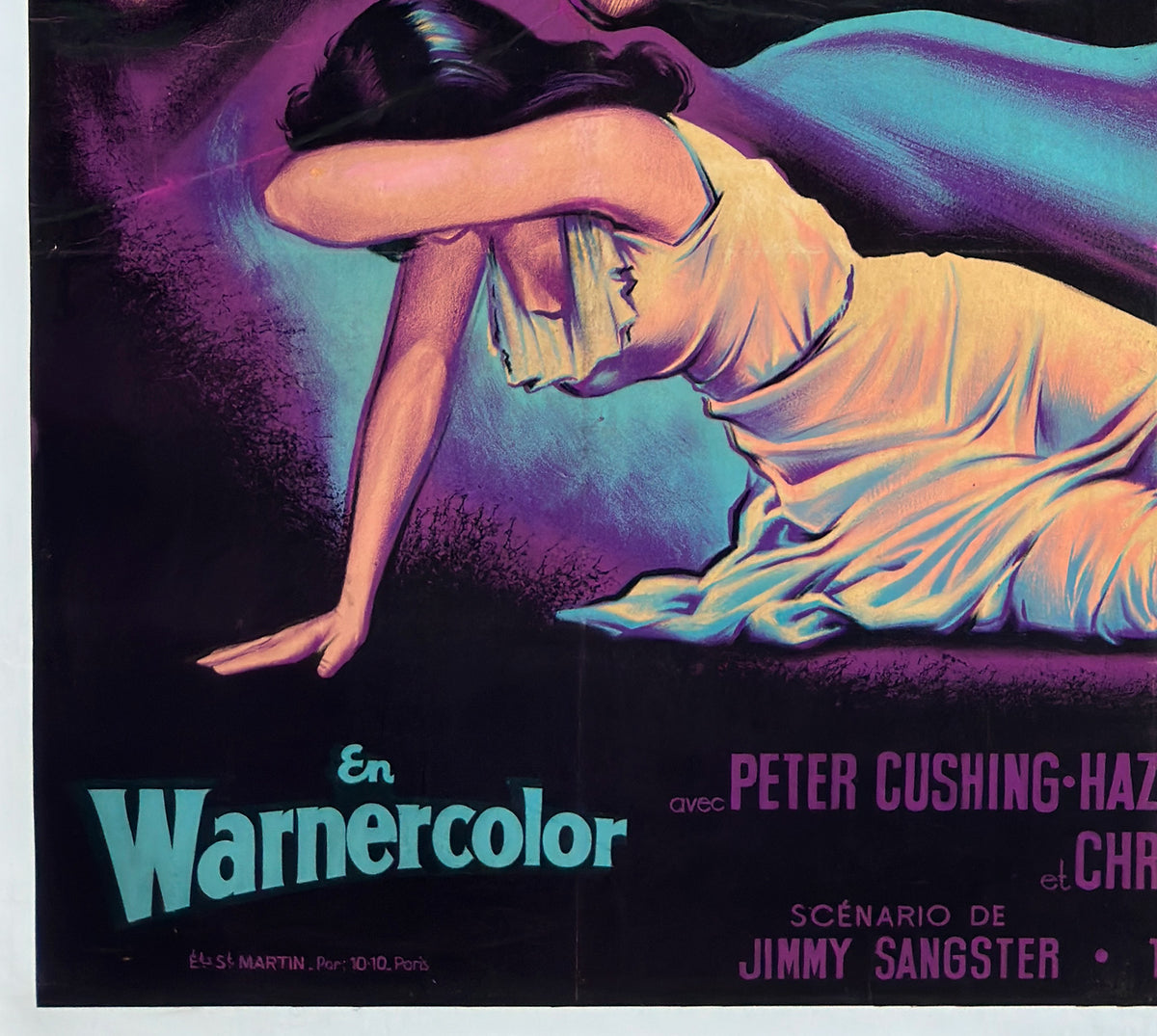 The Curse of Frankenstein 1957 French Grande Film Movie Poster, Jean Mascii - detail