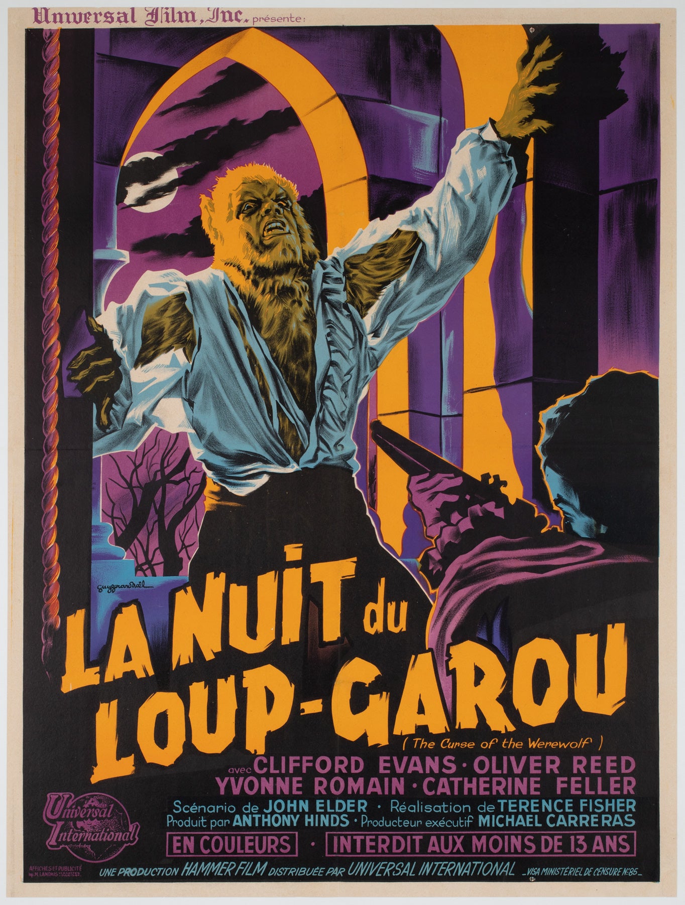 The Curse of the Werewolf 1962 French Moyenne Film Movie Poster, Guy Gerard Noel