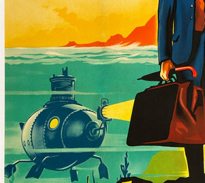 The Fabulous World of Jules Verne 1961 French Grande Film Movie Poster, Roger Soubie - detail