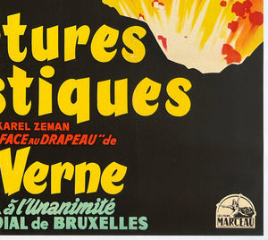 The Fabulous World of Jules Verne 1961 French Grande Film Movie Poster, Roger Soubie - detail