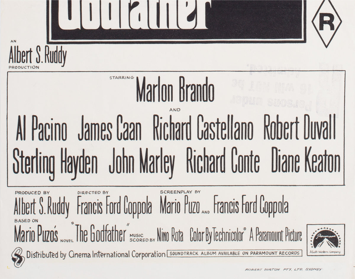 The Godfather 1972 Australian Daybill Film Movie Poster Fujita - detail