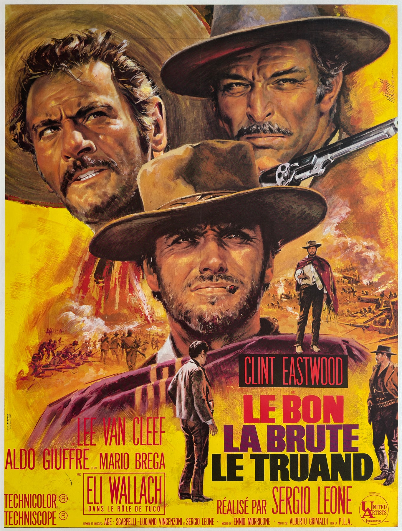 The Good, The Bad, The Ugly 1968 French Movie Grande Film Poster, Jean Mascii