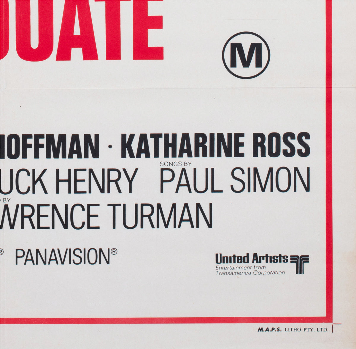 The Graduate 1970s Australian 1 Sheet Film Movie Poster - detail