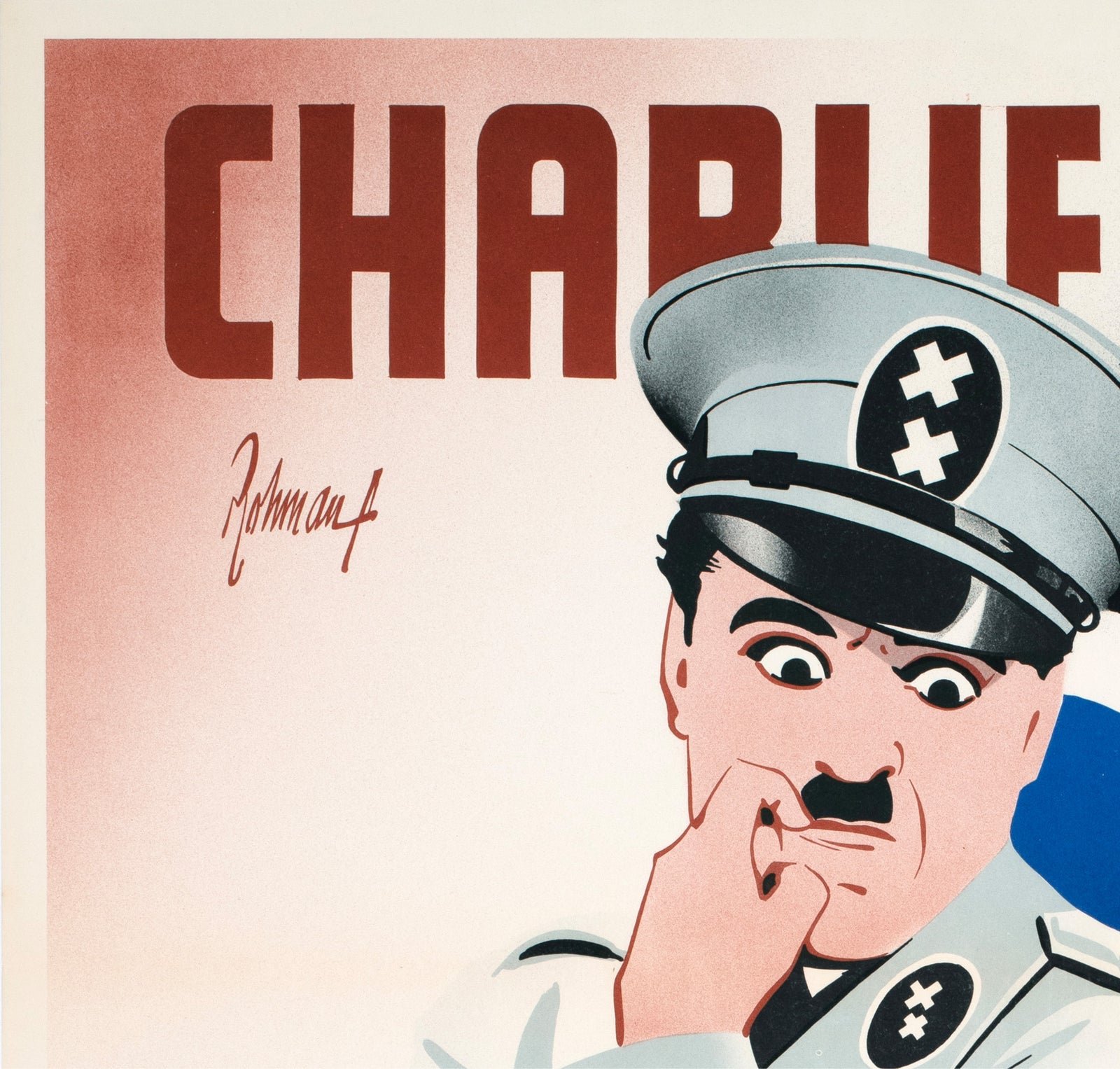 The Great Dictator 1945 Swedish Film Poster Eric Rohman - detail