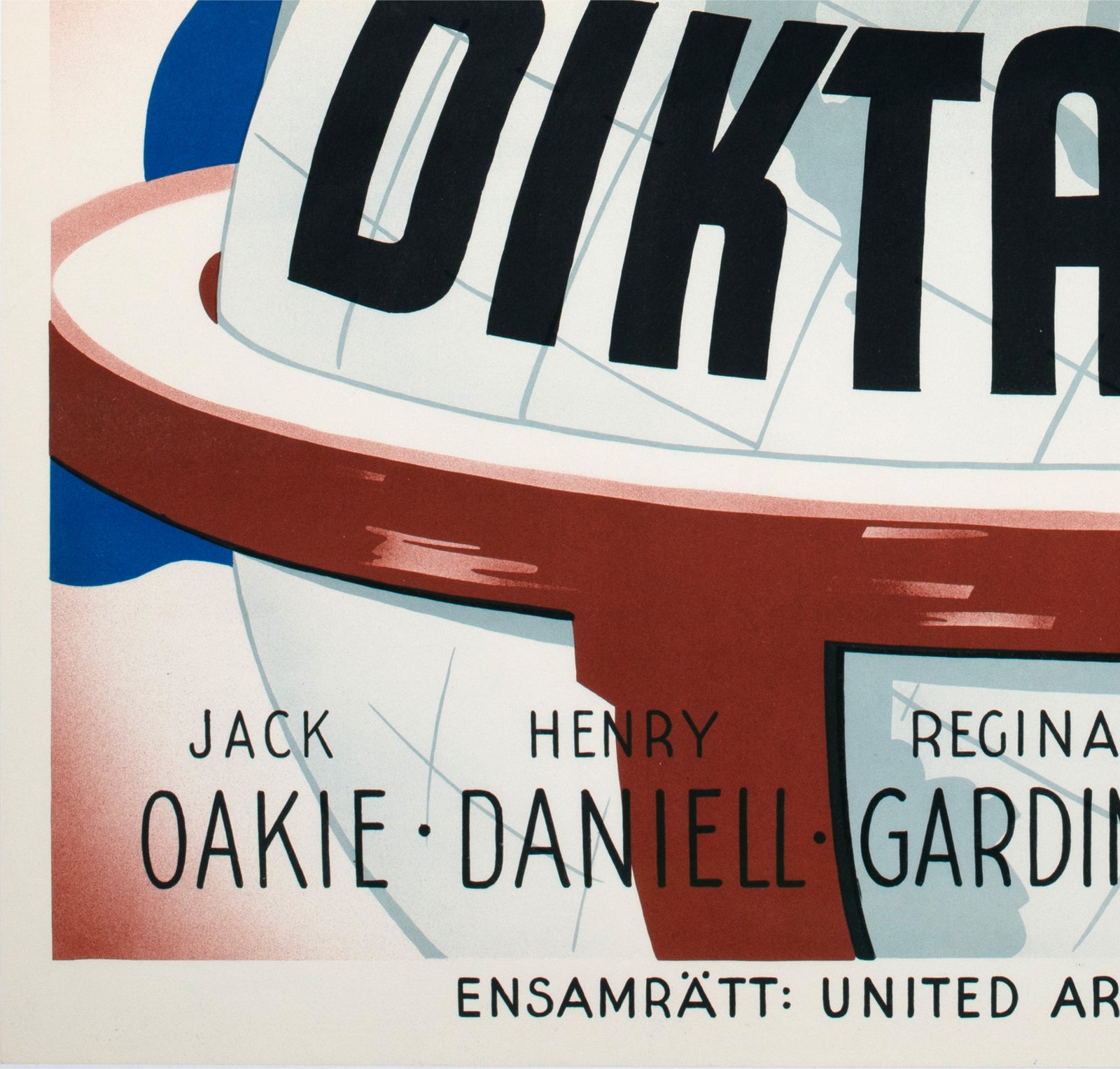 The Great Dictator 1945 Swedish Film Poster Eric Rohman - detail