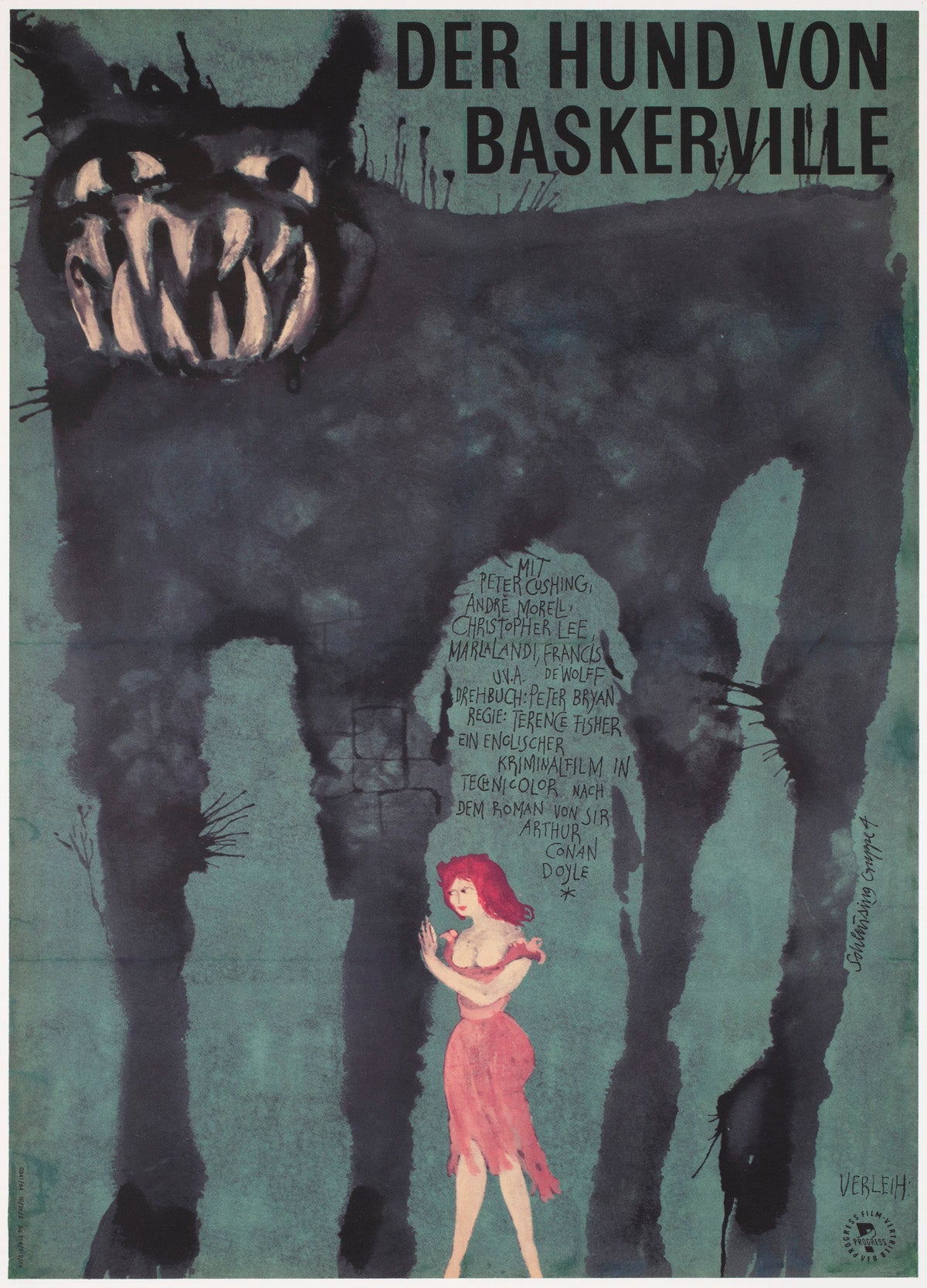 The Hound of the Baskervilles 1964 East German A1 Film Poster Schleissing Grouppe