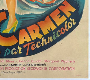 The Loves of Carmen 1948 French Grande Film Movie Poster, Constantin Belinsky - detail
