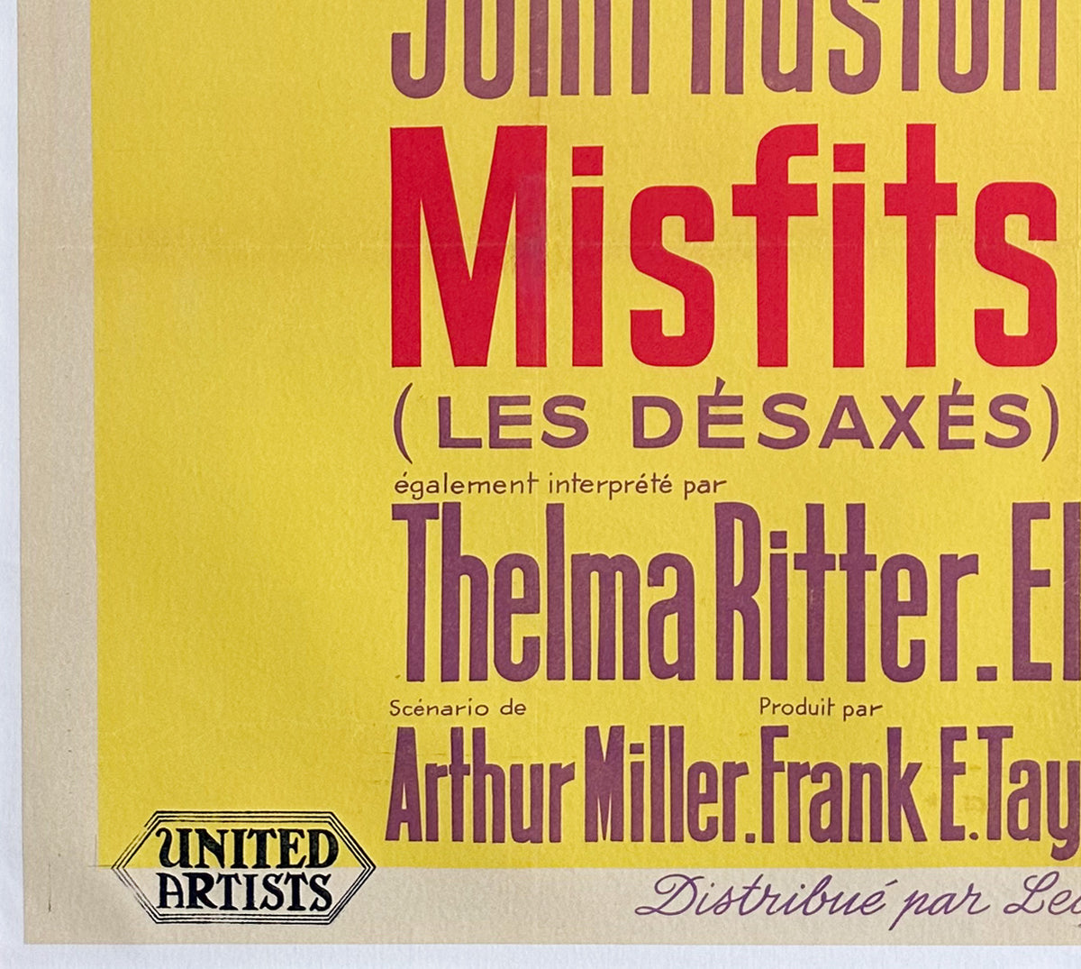 The Misfits 1961 French Grande Film Movie Poster, Roger Soubie - detail