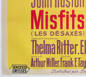 The Misfits 1961 French Grande Film Movie Poster, Roger Soubie - detail