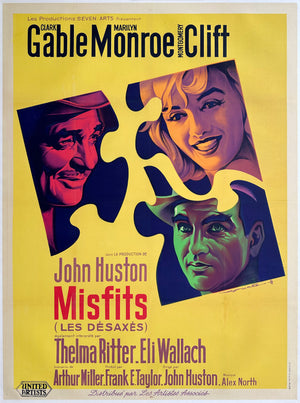 The Misfits 1961 French Grande Film Movie Poster, Roger Soubie