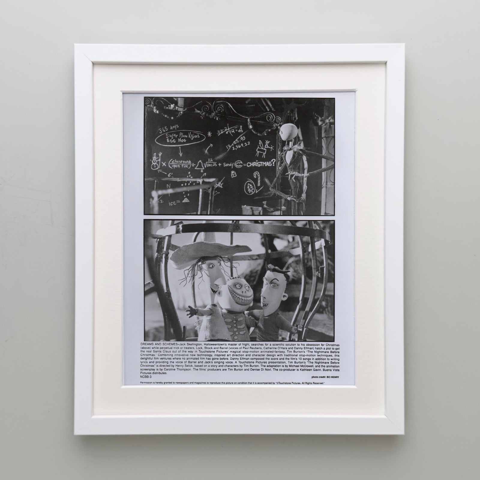 The Nightmare Before Christmas 1993 Film Movie Press Publicity Still Framed