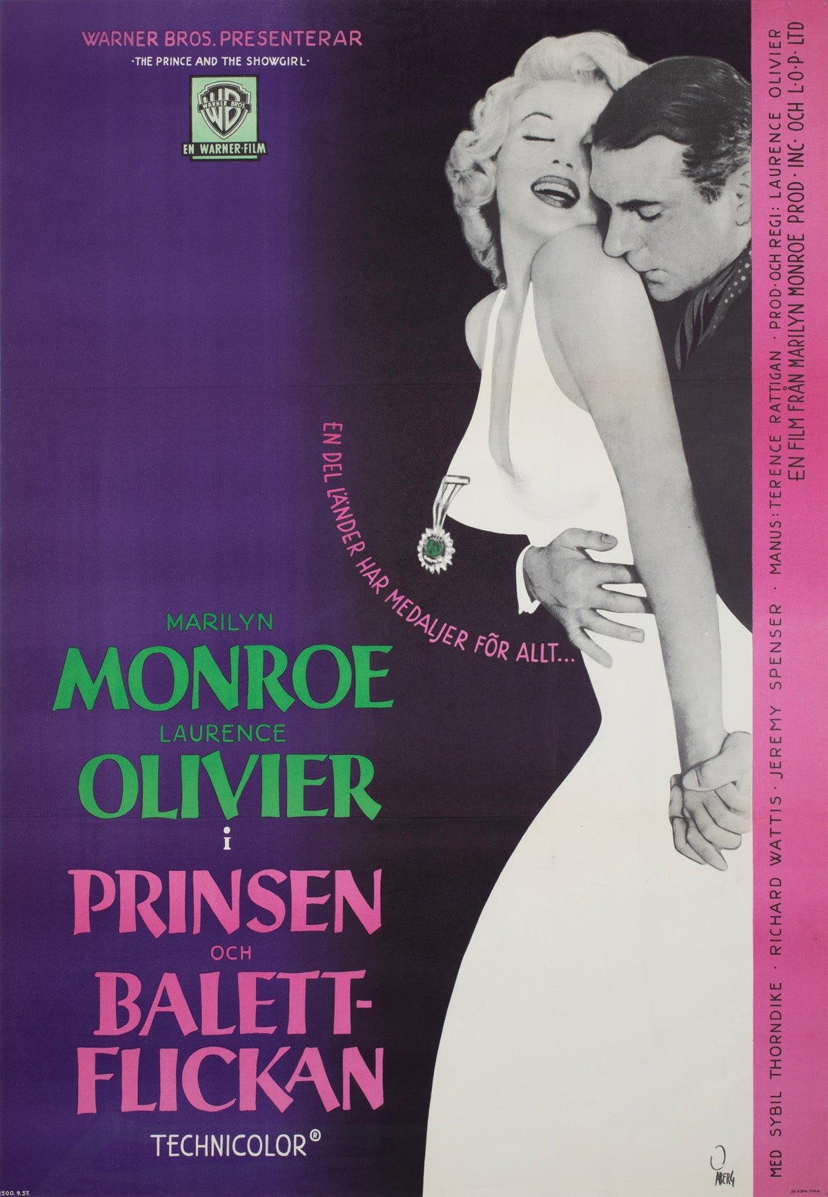 The Prince and the Showgirl 1957 Swedish Film Poster Gösta Åberg