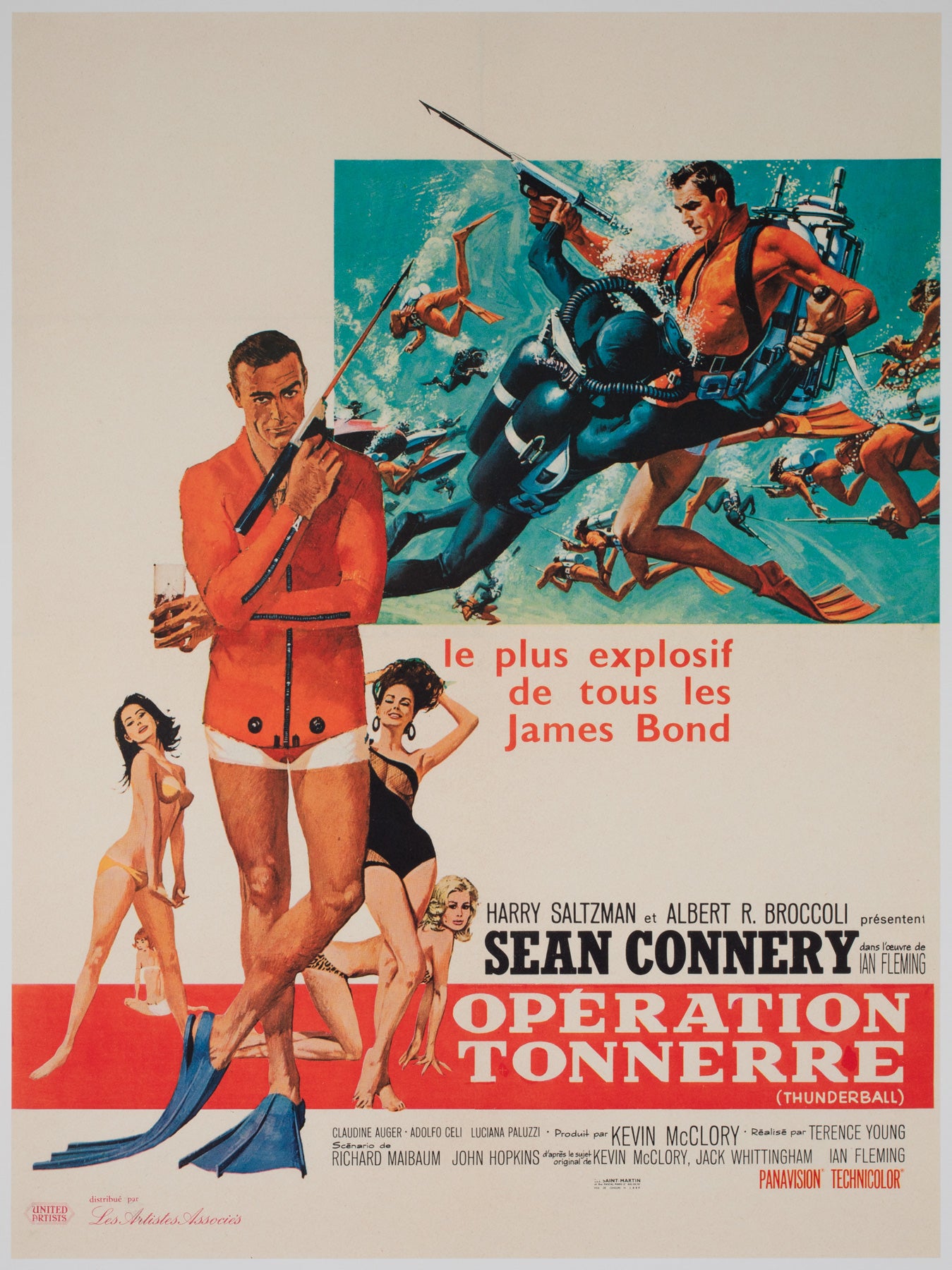 Thunderball 1965 French Moyenne Film Movie Poster, Robert McGinnis and Frank McCarthy