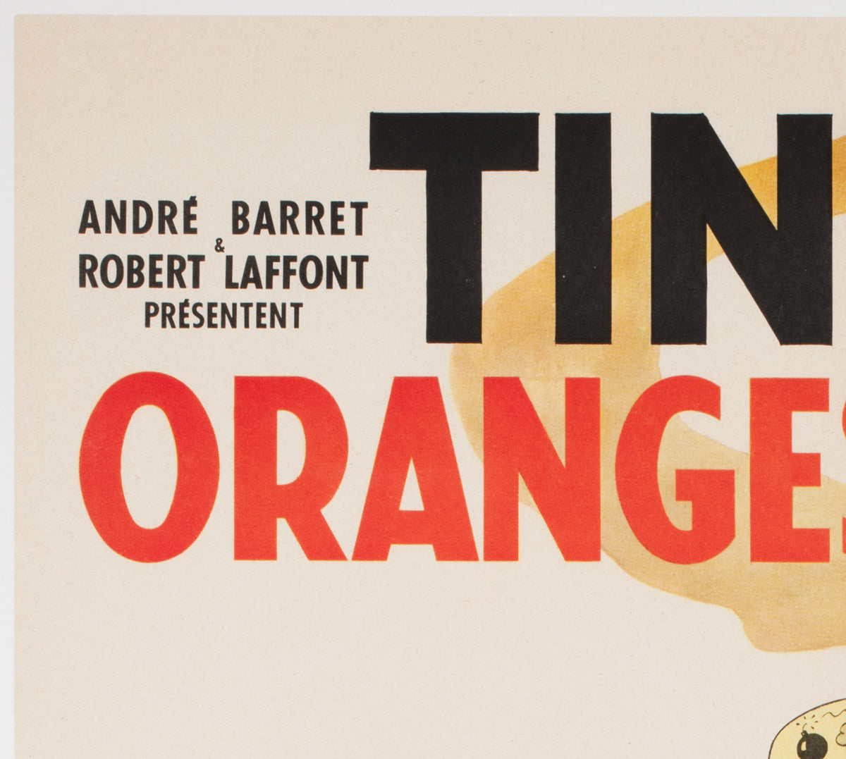 Tintin and the Blue Oranges 1964 French Moyenne Film Movie Poster, Herge - detail