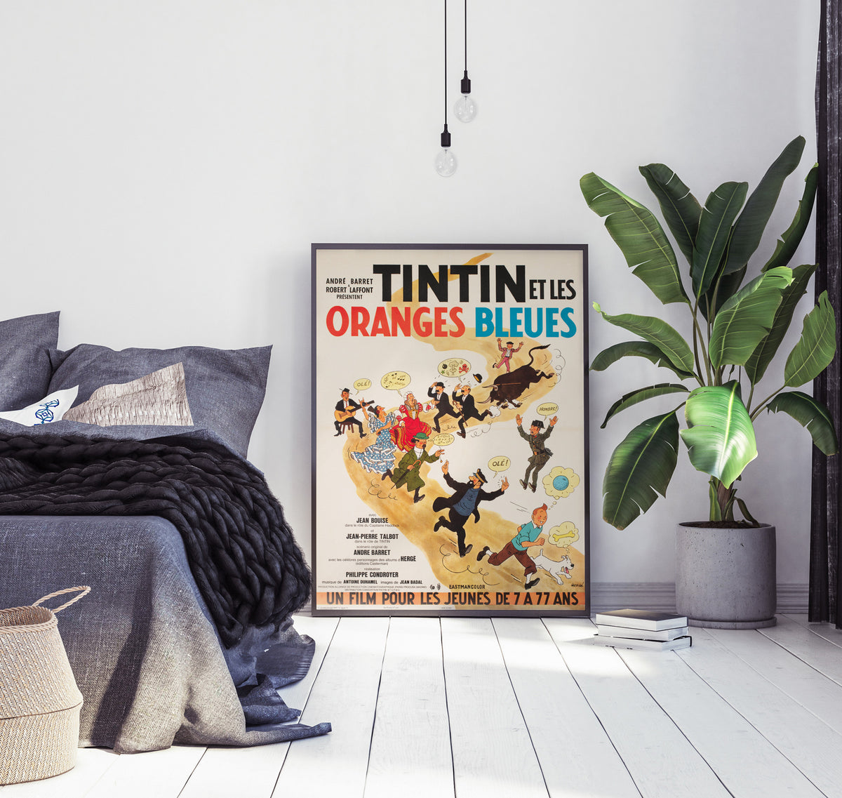 Tintin and the Blue Oranges 1964 French Moyenne Film Movie Poster, Herge