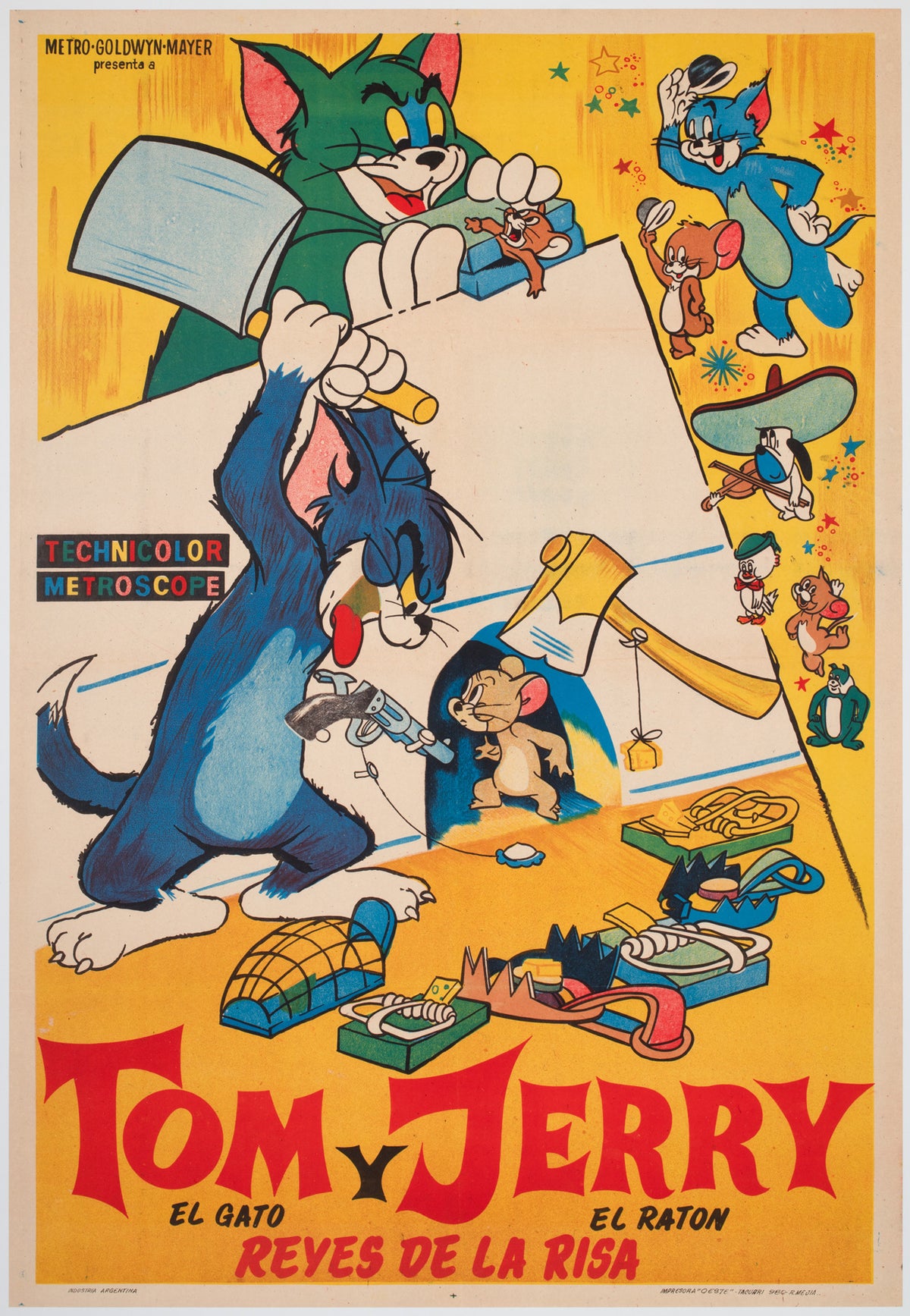 Tom &amp; Jerry 1950s Argentinian Film Movie Poster