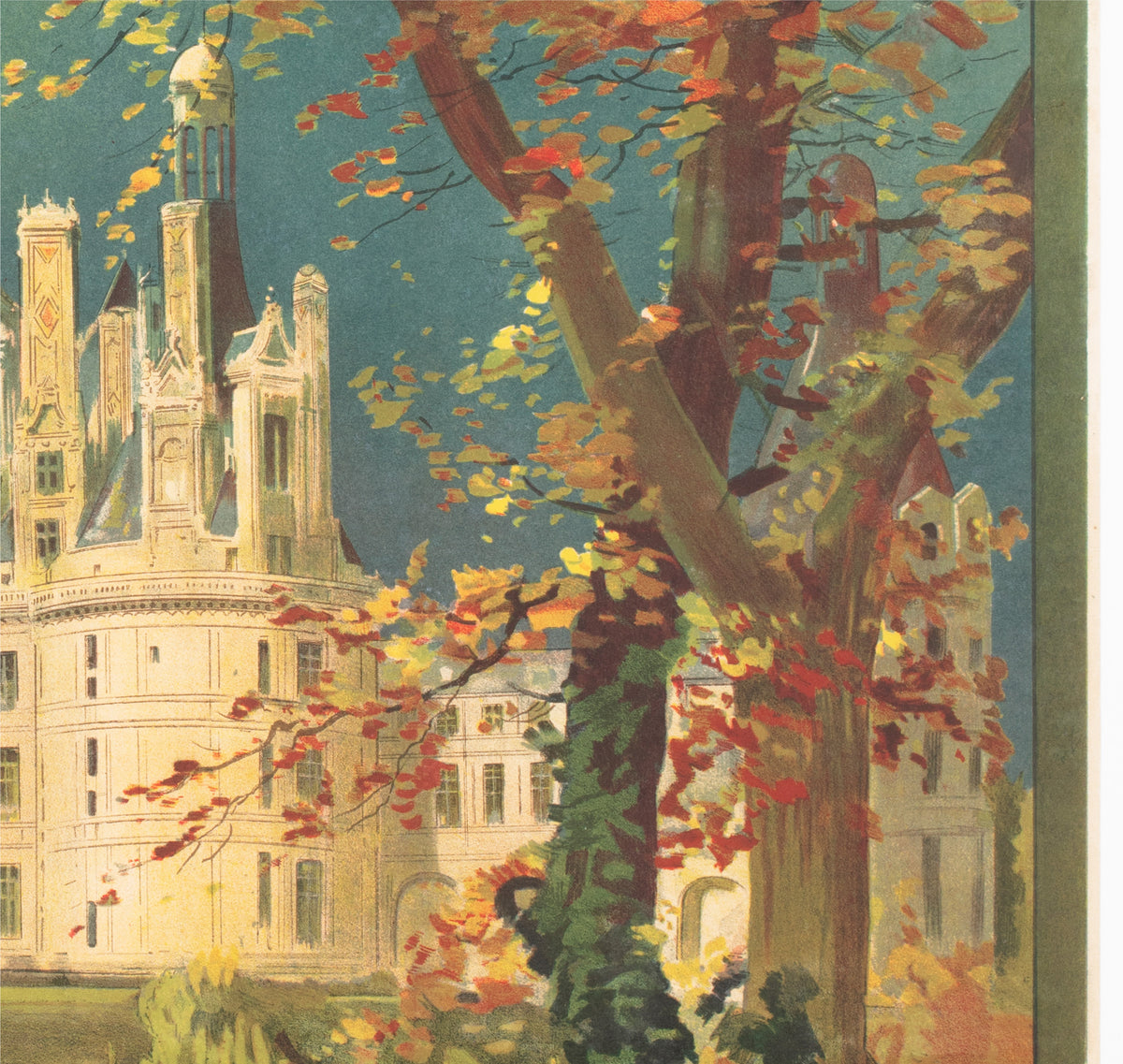 Touraine Chateau de Chambord c1910 French Travel Advertising Poster Louis Tauzin - detail