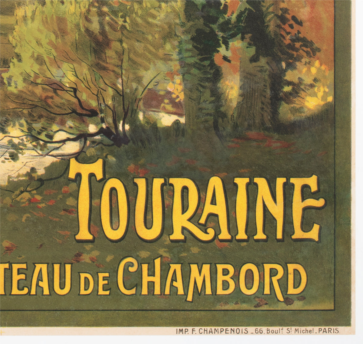 Touraine Chateau de Chambord c1910 French Travel Advertising Poster Louis Tauzin - detail