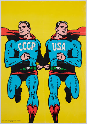 USSR CCCP USA Superman 1968 Poster for Opus International, Roman Cieslewicz