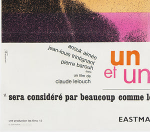 Un Homme et Une Femme 1966 French Grande FIlm Movie Poster, Rene Ferracci - detail