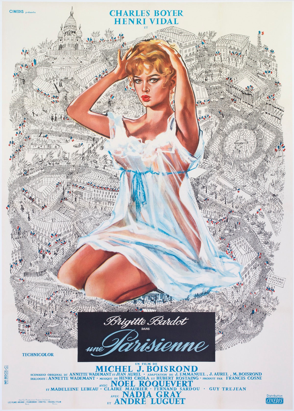 Une Parisienne 1957 French Grande Film Poster Rinaldo Geleng Fouteau Rene Ferracci