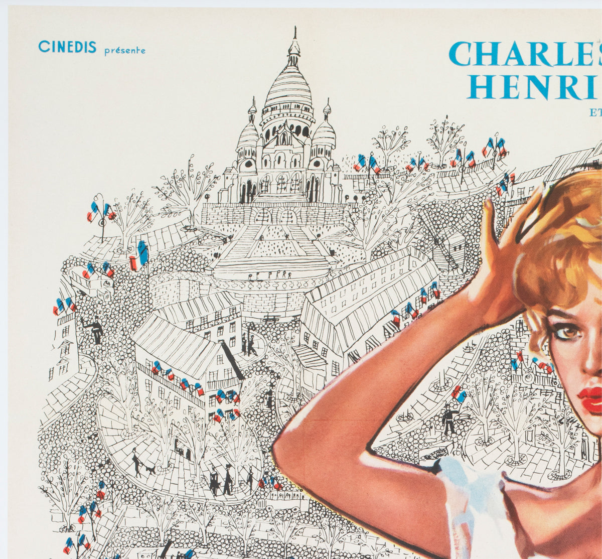 Une Parisienne 1957 French Grande Film Poster Rinaldo Geleng Fouteau Rene Ferracci - detail