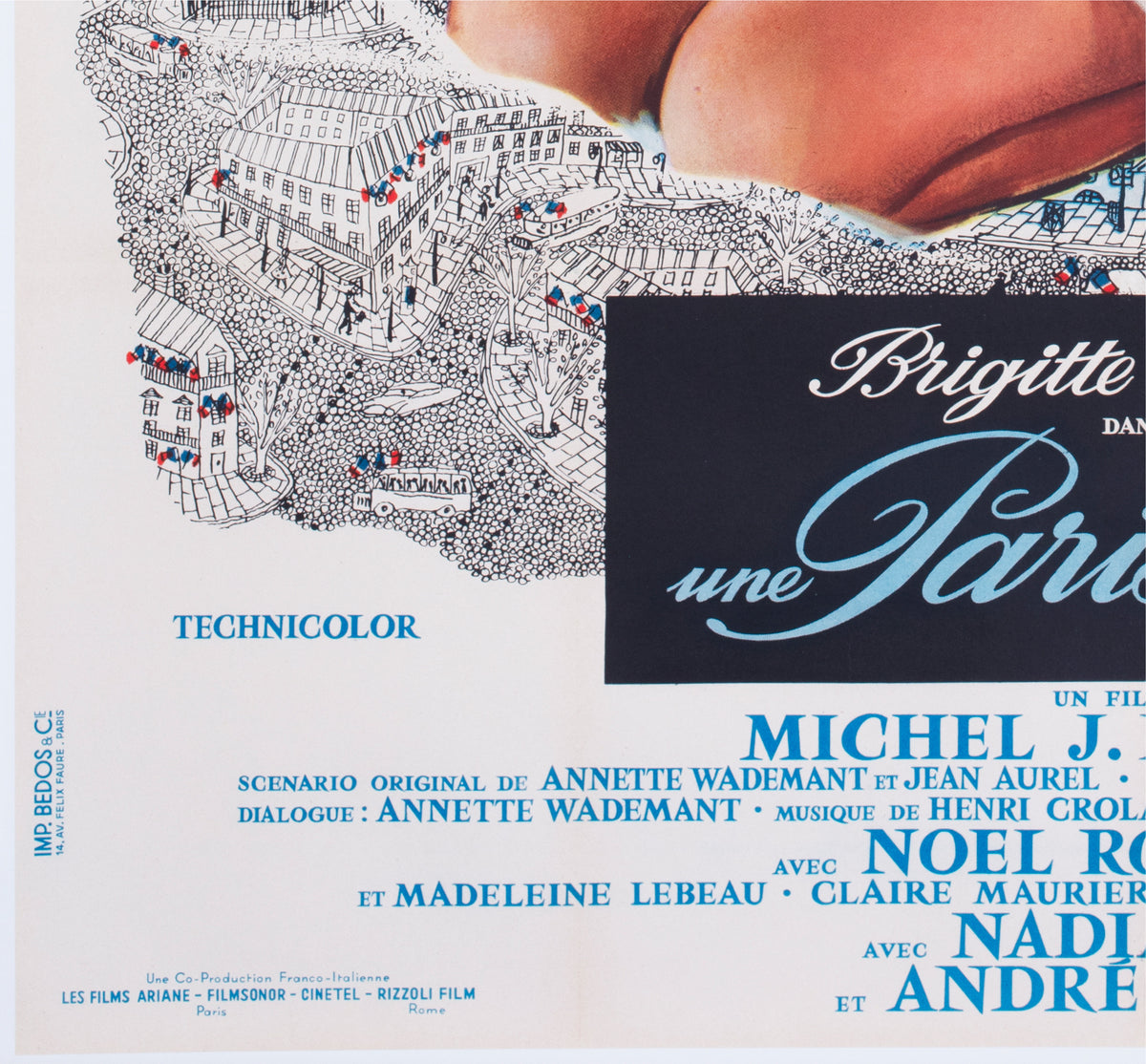 Une Parisienne 1957 French Grande Film Poster Rinaldo Geleng Fouteau Rene Ferracci - detail