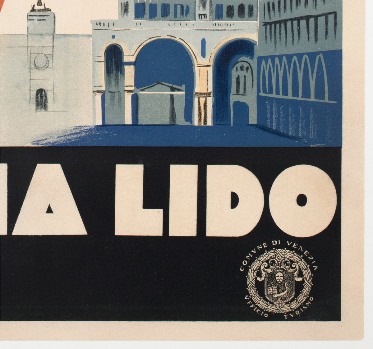 Venice Venezia Lido c1930 Italian ENIT Travel Advertising Poster Marcello Dudovich and Marcello Nizzoli - detail