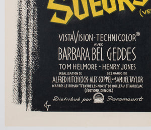 Vertigo 1958 French Moyenne Film Movie Poster, CJ - detail