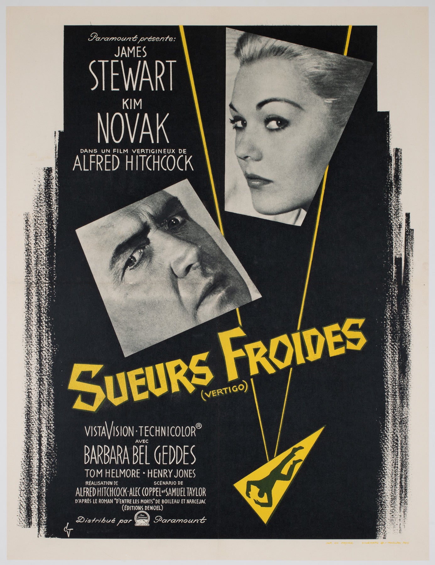 Vertigo 1958 French Moyenne Film Movie Poster, CJ