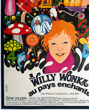Willy Wonka and the Chocolate Factory 1971 French Grande Film Movie Poster, Bacha - detail