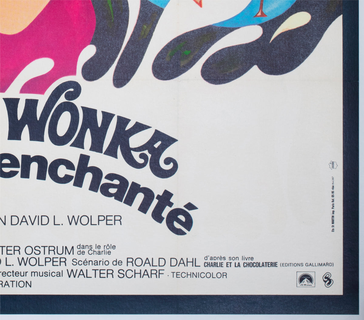 Willy Wonka and the Chocolate Factory 1971 French Grande Film Movie Poster, Bacha - detail