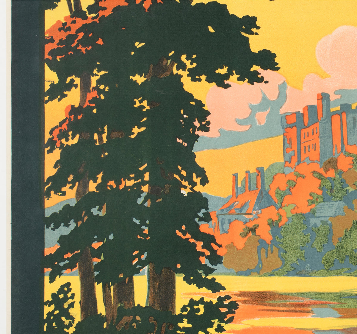 Windsor Castle c1913 French Railway Travel Advertising Poster Constant Duval - detail