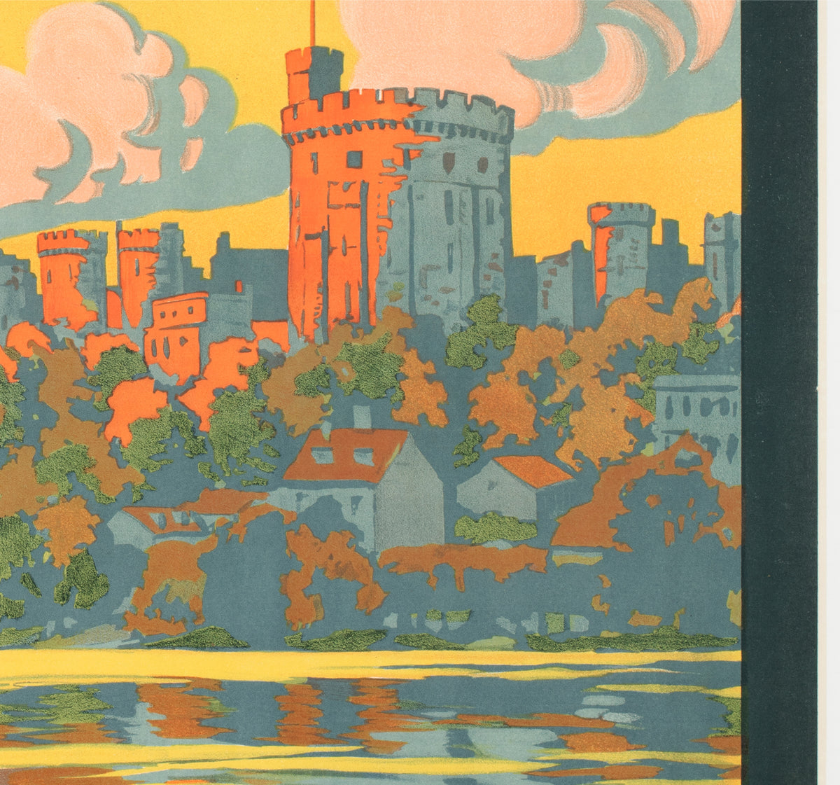 Windsor Castle c1913 French Railway Travel Advertising Poster Constant Duval - detail