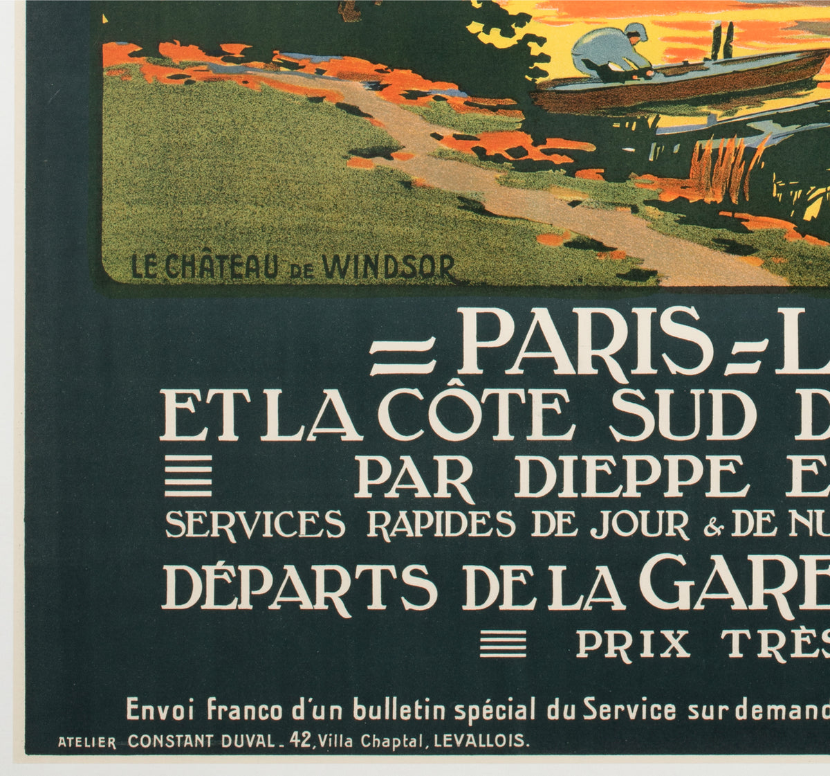 Windsor Castle c1913 French Railway Travel Advertising Poster Constant Duval - detail