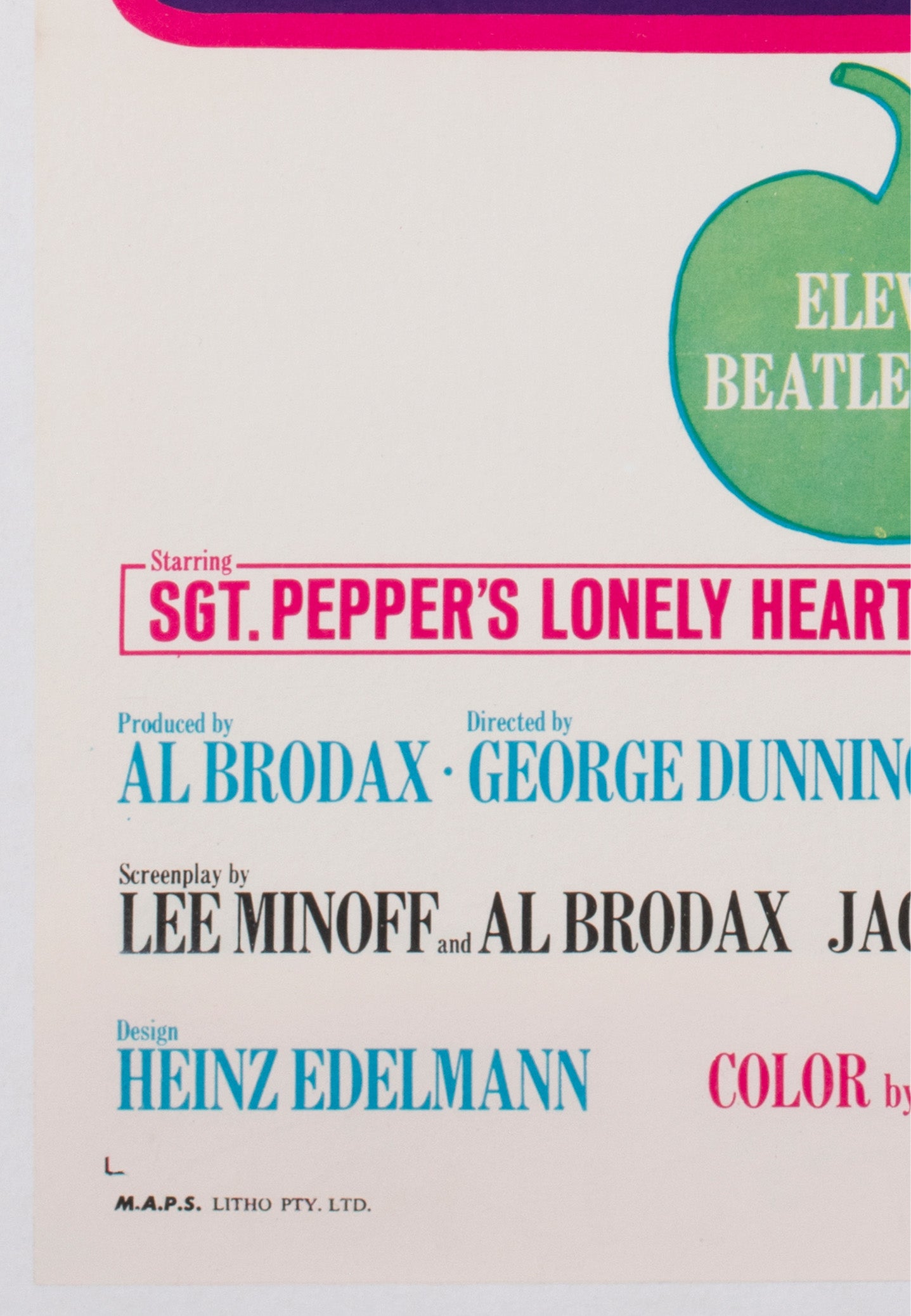 Yellow Submarine 1968 Australian Daybill Film  Movie Poster - detail