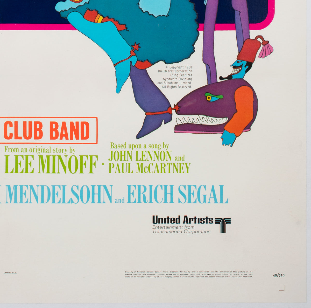 Yellow Submarine The Beatles 1968 US 1 Sheet Film Movie Poster, Heinz Edelmann - detail