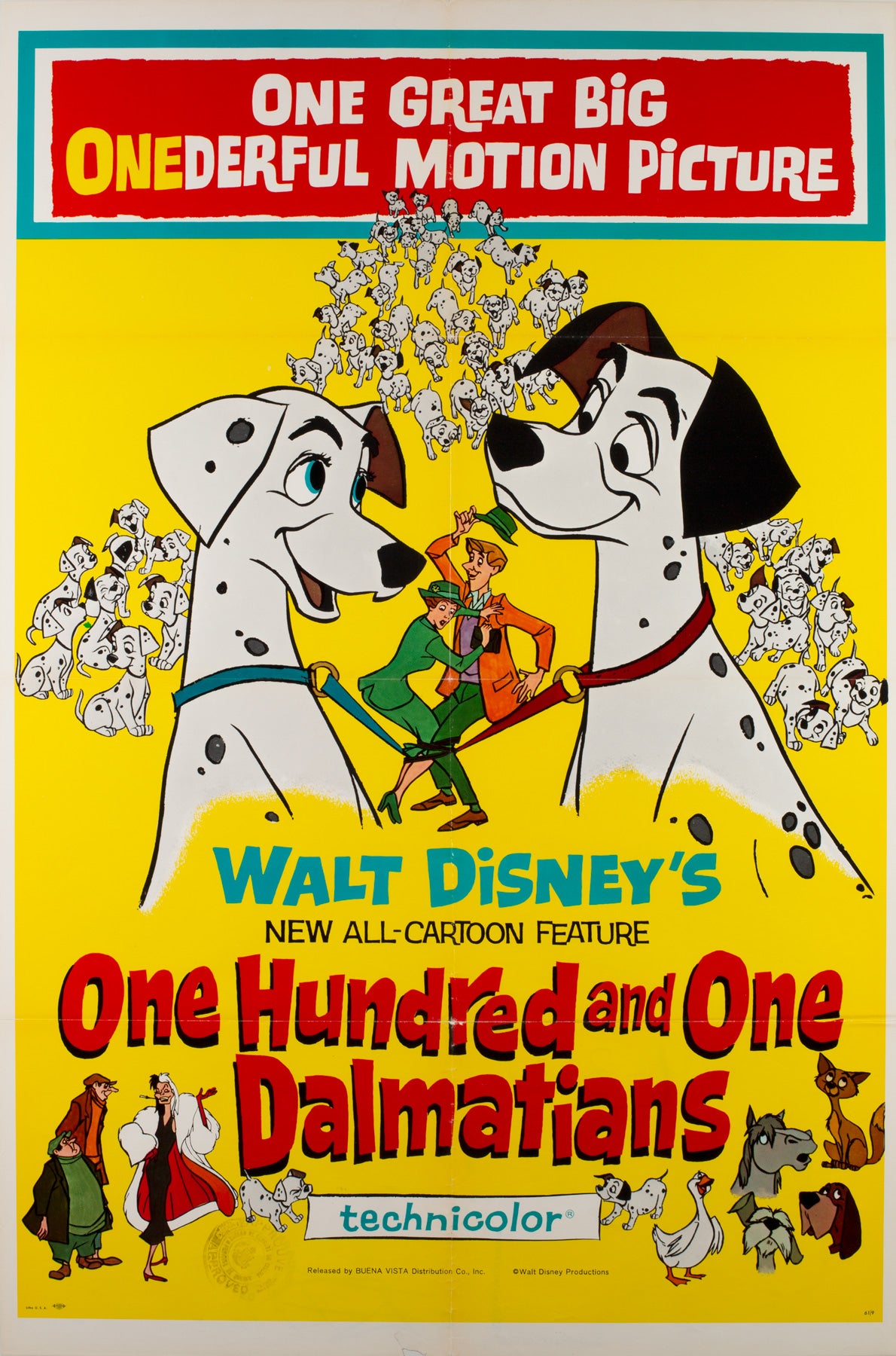 101 Dalmatians 1961 US 1 Sheet Film Movie Poster