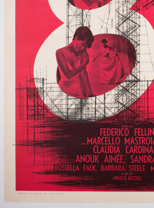 8 1/2 1963 Fellini original French Affiche Moyenne film movie poster