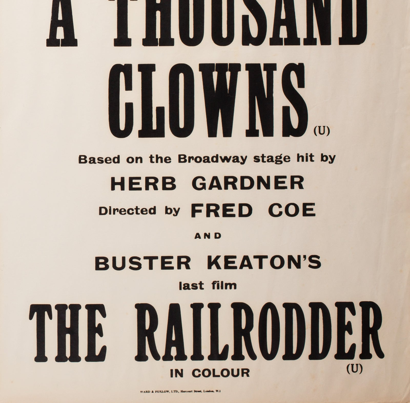 A Thousand Clowns 1966 Academy Cinema UK Quad Film Poster, Strausfeld - detail